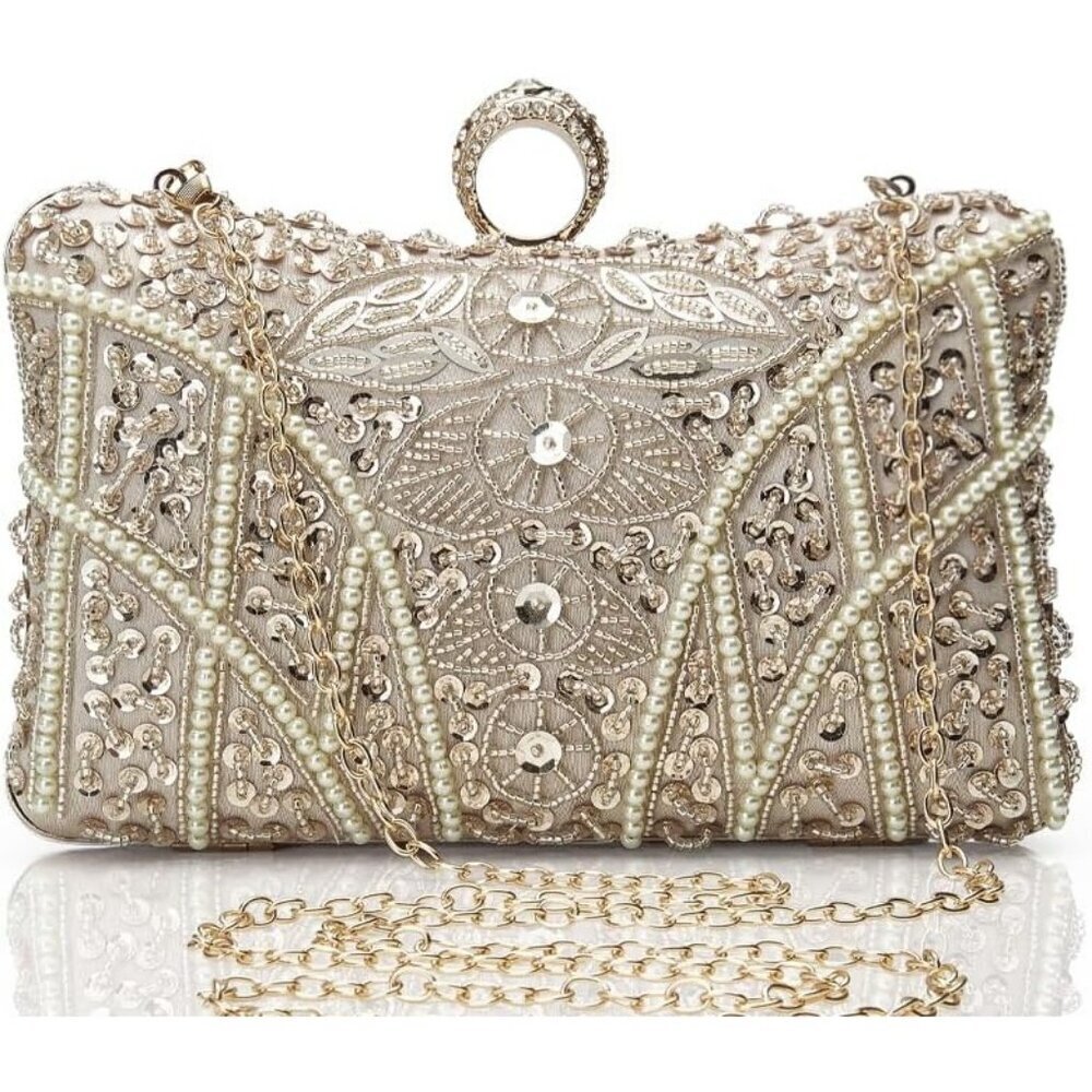 BABEYOND Evening Clutch for Women Vintage 1920s Beaded Sequin Gatsby Purse